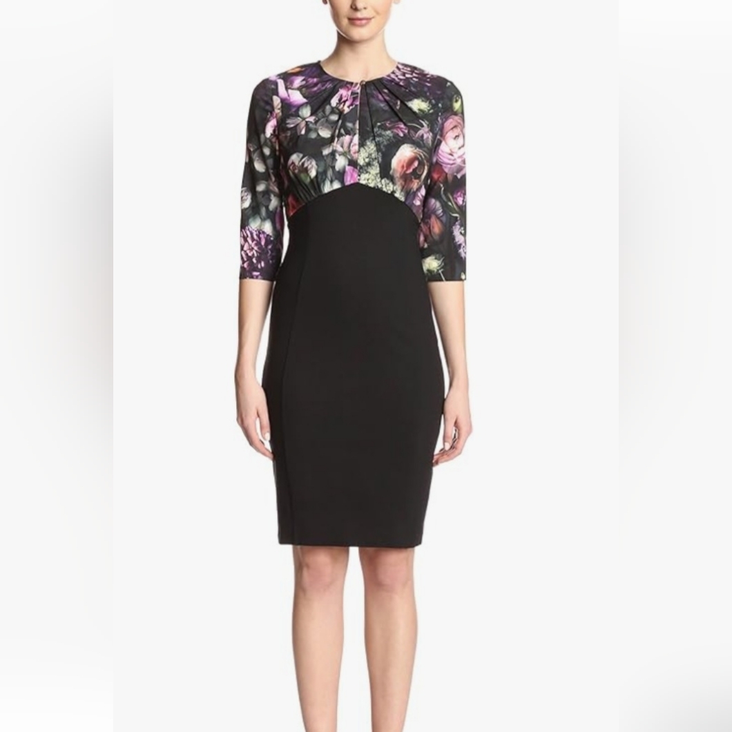 Ted Barker "Hounest Shadow Floral Gathered Dress", Size 3/Usa 8, Nwt